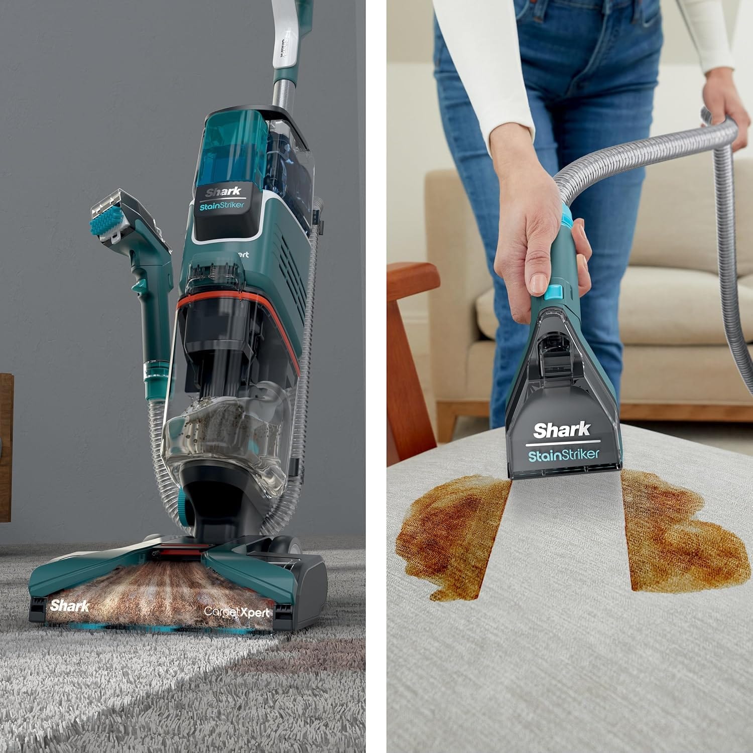 Shark CarpetXpert with Stainstriker Deep Carpet Cleaner, Teal - Certified Refurbished