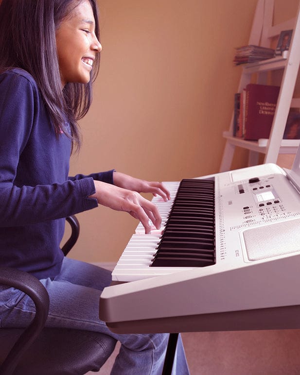 Yamaha EZ-300 Beginner's 61-Key Lighted Portable Musical Keyboard, Stand, Headphones & Power Adapter Bundle