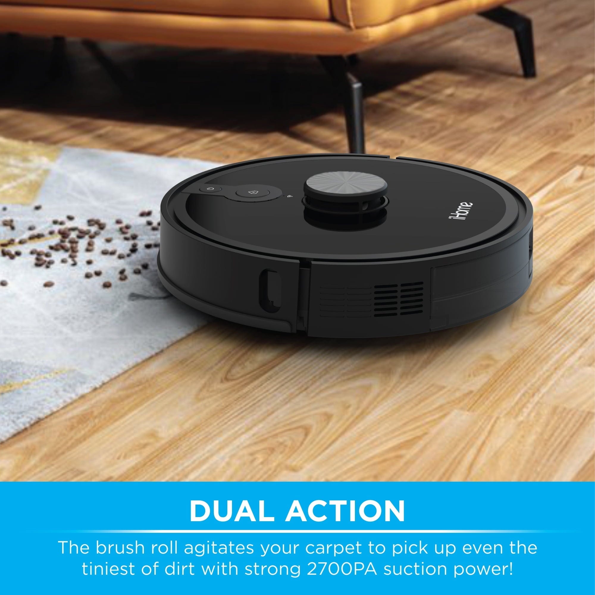 iHome AutoVac Nova S1 Pro Self Empty Robot Vacuum, LIDAR Mapping, 150 Min Runtime, Black