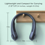 JisuLife Portable Neck Fan, Hands-Free Bladeless, 5-Speed, Wearable Personal Fan, Twistable, Rechargeable, Dark Grey/Blue