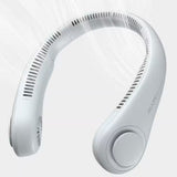 JisuLife Portable Neck Fan, Hands-Free Bladeless, 5-Speed, Wearable Personal Fan, Twistable, Rechargeable, White/Light Grey