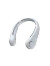 JisuLife Portable Neck Fan, Hands-Free Bladeless, 5-Speed, Wearable Personal Fan, Twistable, Rechargeable, White/Light Grey
