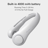 JisuLife Portable Neck Fan, Hands-Free Bladeless, 5-Speed, Wearable Personal Fan, Twistable, Rechargeable, White/Light Grey