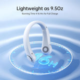 JisuLife Portable Neck Fan, Hands-Free Bladeless, 5-Speed, Wearable Personal Fan, Twistable, Rechargeable, White/Light Grey