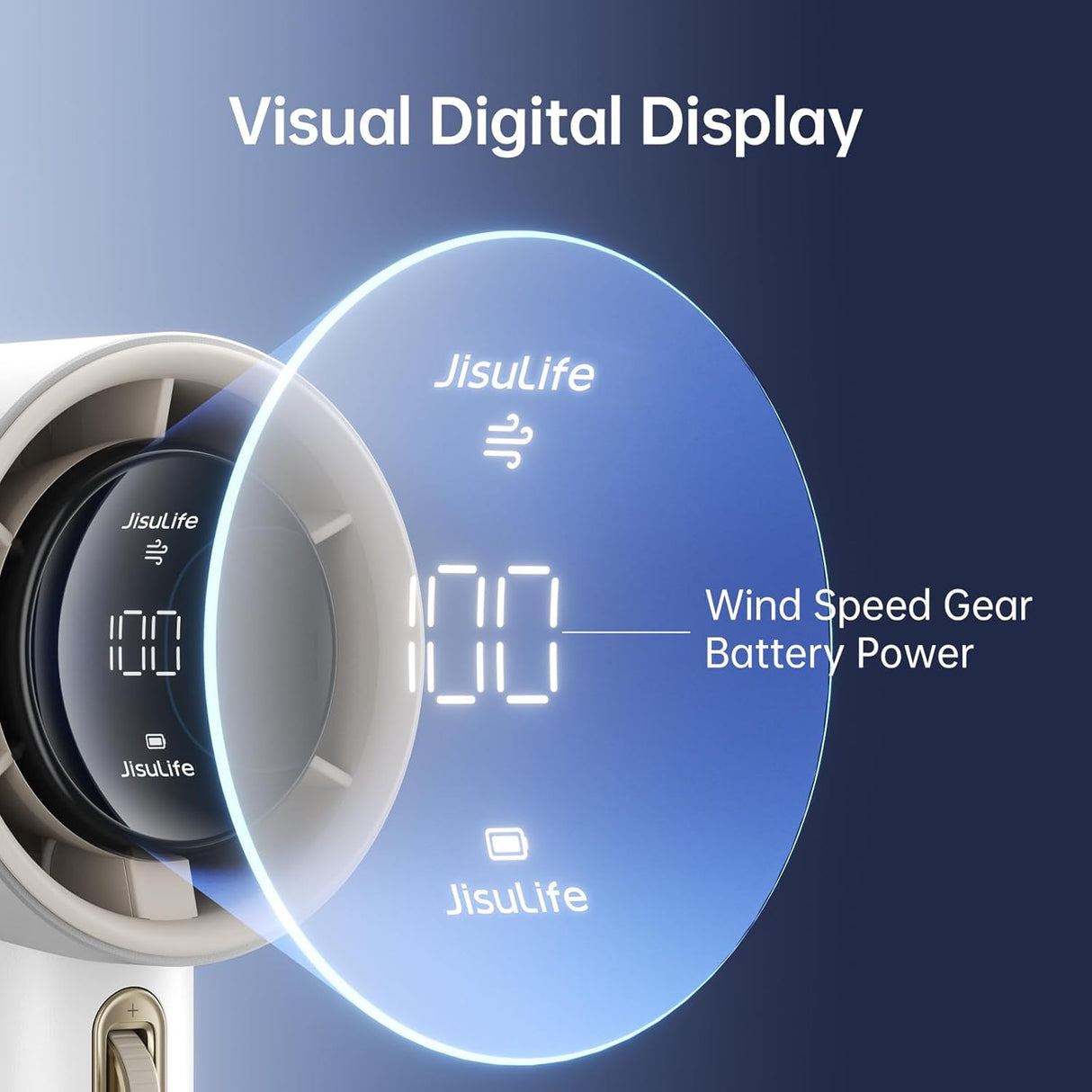 JisuLife Portable Handheld Fan Pro 1S, 1-100 Speed, Adjustable Turbo Mini Rechargeable Personal Fan, White