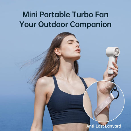 JisuLife Portable Handheld Fan Pro 1S, 1-100 Speed, Adjustable Turbo Mini Rechargeable Personal Fan, White