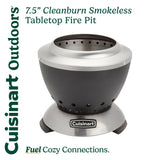 Cuisinart 7.5” Cleanburn Smokeless Table Top Fire Pit, Silver & Black