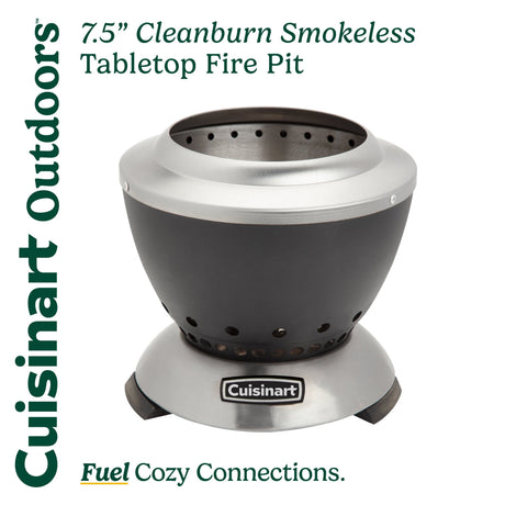 Cuisinart 7.5” Cleanburn Smokeless Table Top Fire Pit, Silver & Black