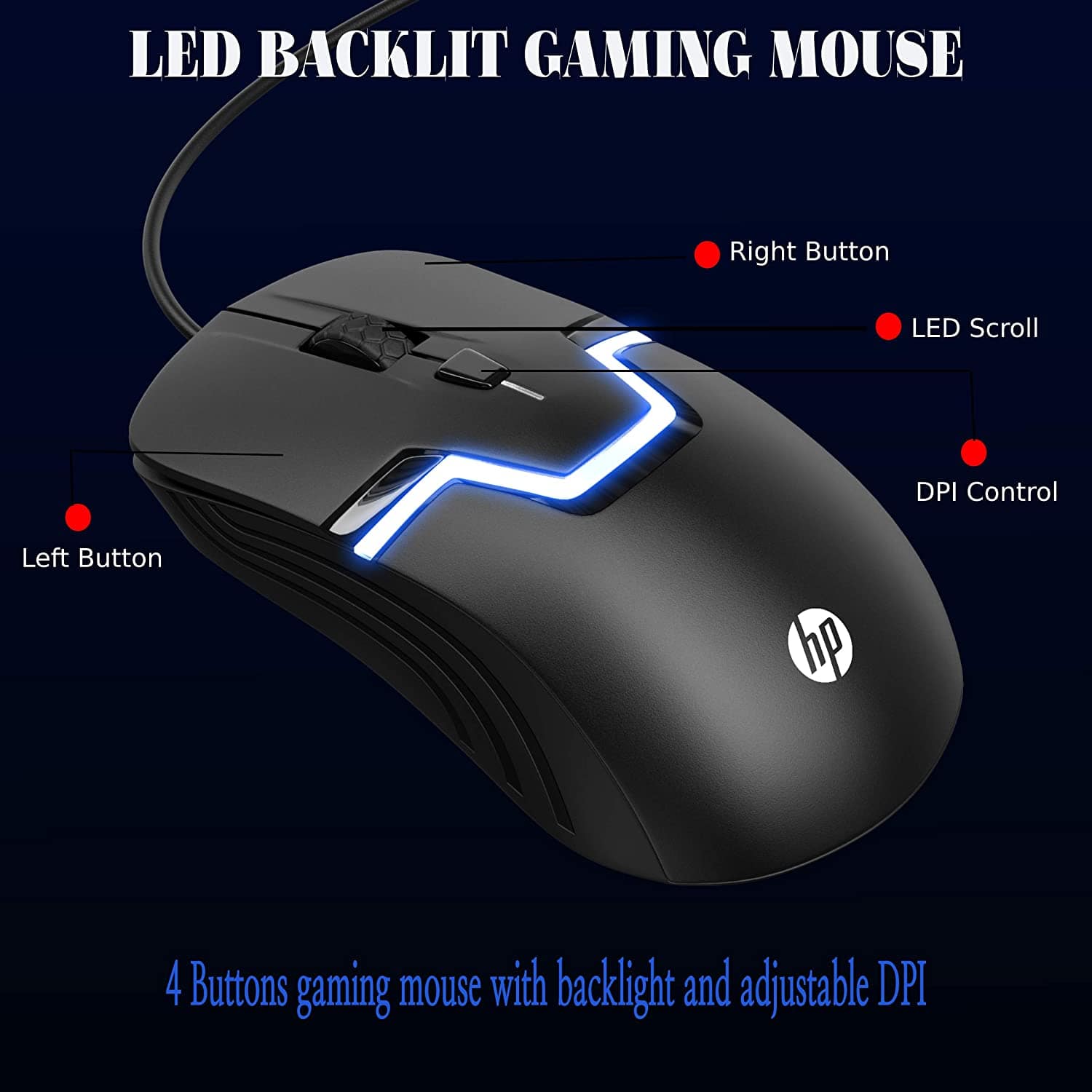 HP GK1100 Gaming Gear Combo Keyboard + Mouse 6 Color LED Back Light