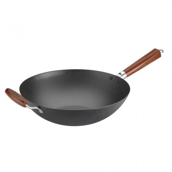 Cuisinart 14" Pre-Seasoned Wok with Helper Handle, Black