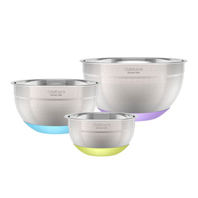 Cuisinart Stainless Steel Mixing Bowls with Non-slip Base (Set of 3), Multicolor