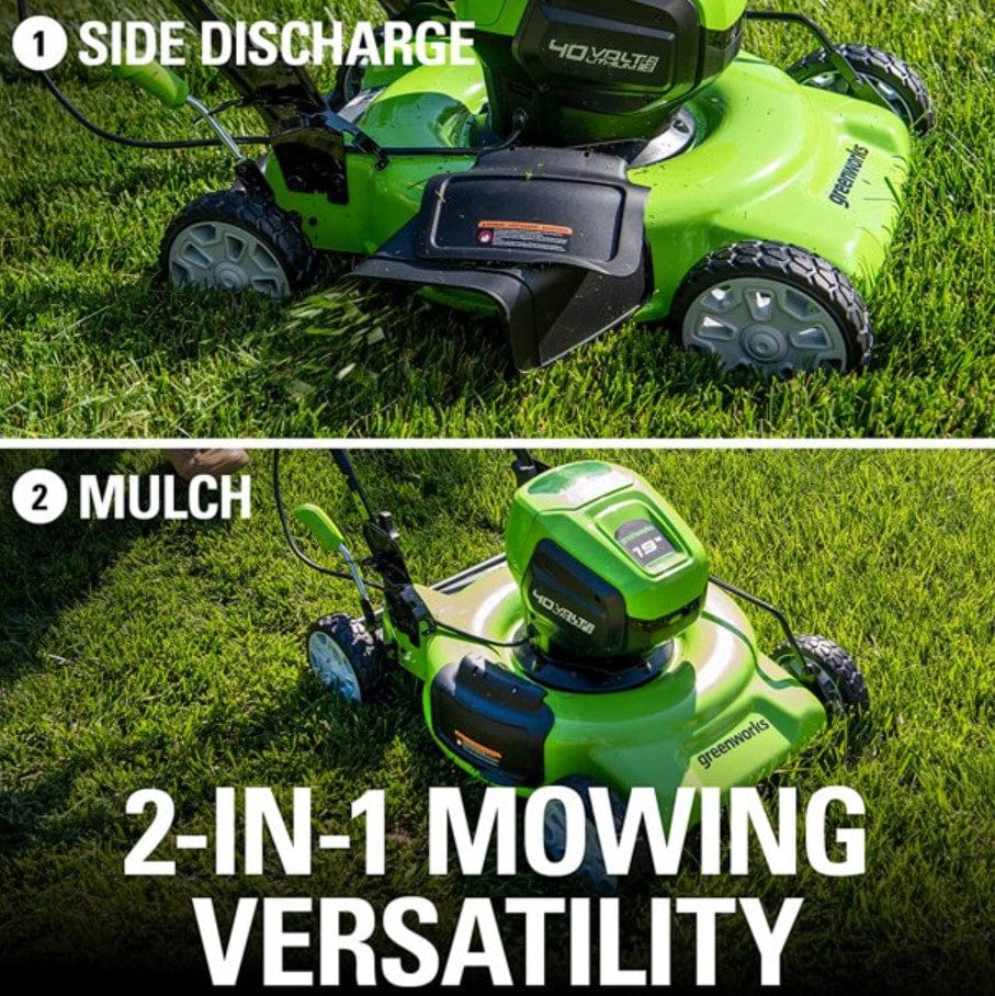 Greenworks Brushless Lawn Mower (2-In-1) 40V 19", 4Ah USB