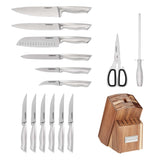 Cuisinart 15pc Elite Series Stainless Steel Block Set with Acacia Block, Silver