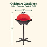 Cuisinart Portable 2-in-1 Indoor/Outdoor Electric Grill, Red