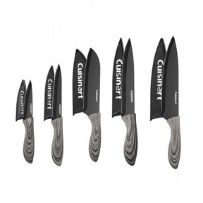 Cuisinart 10 Piece Ceramic Coated Knife Set - Faux Wood, Black