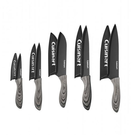 Cuisinart 10 Piece Ceramic Coated Knife Set - Faux Wood, Black