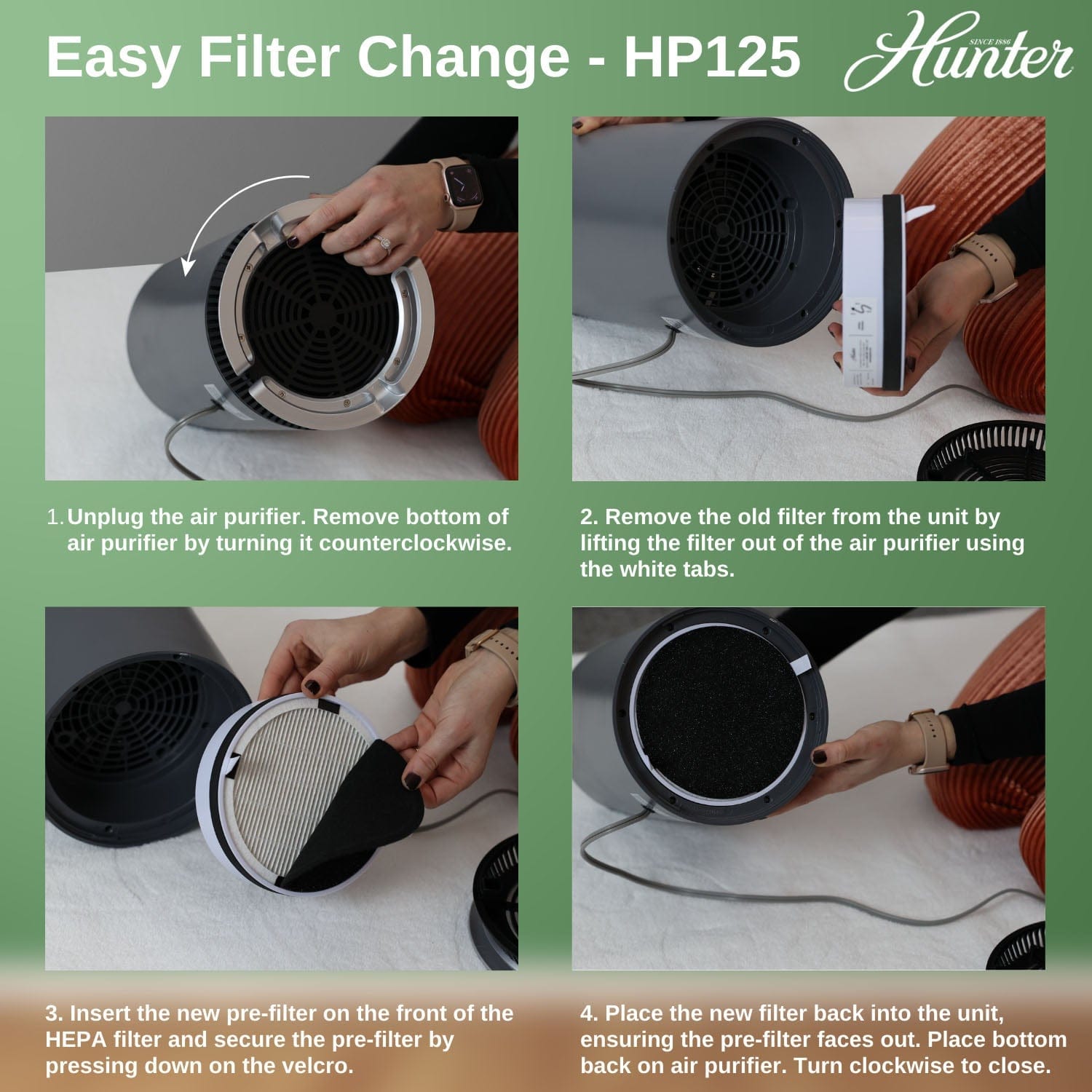 Hunter AirX EcoSilver® HEPA Digital Air Purifier HP125