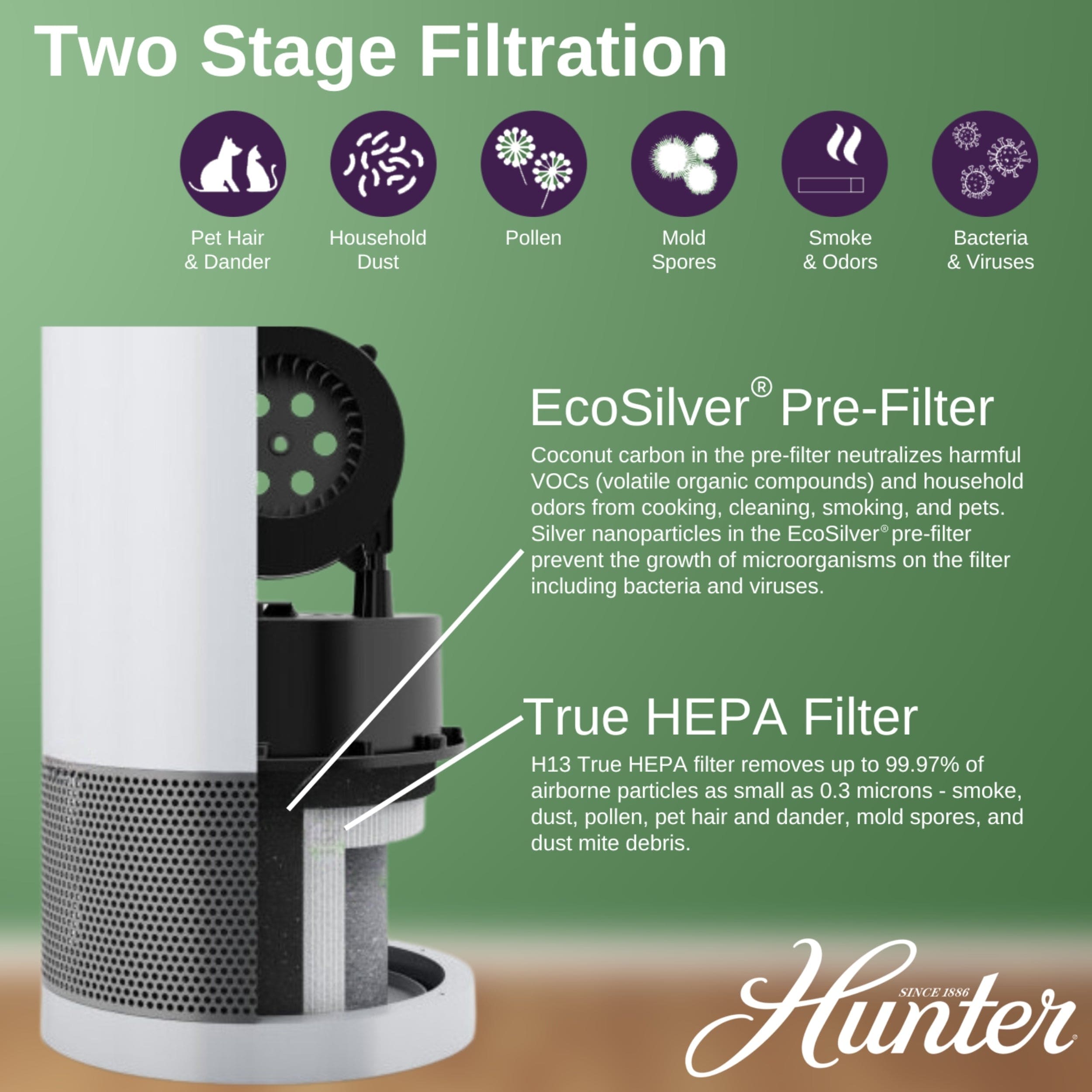 Hunter True HEPA Cylindrical Tower Air Purifier HP400