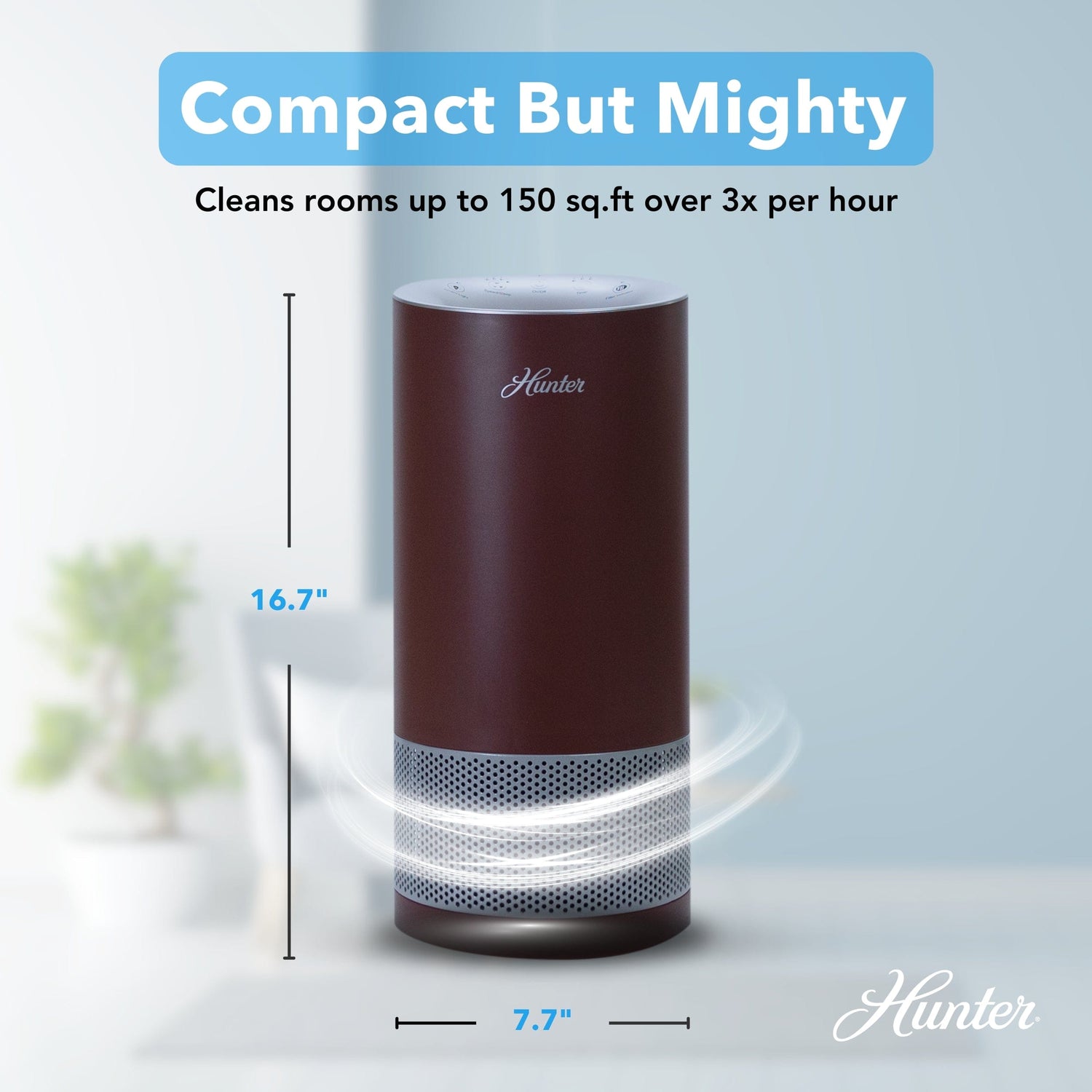 Hunter True HEPA Cylindrical Tower Air Purifier with UVC Light Technology, True HEPA, HP450UV