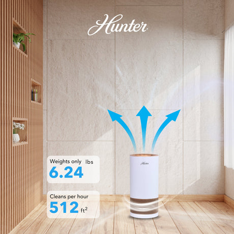 Hunter True HEPA Cylindrical Tower Air Purifier with UVC Light Technology, True HEPA, HP450UV