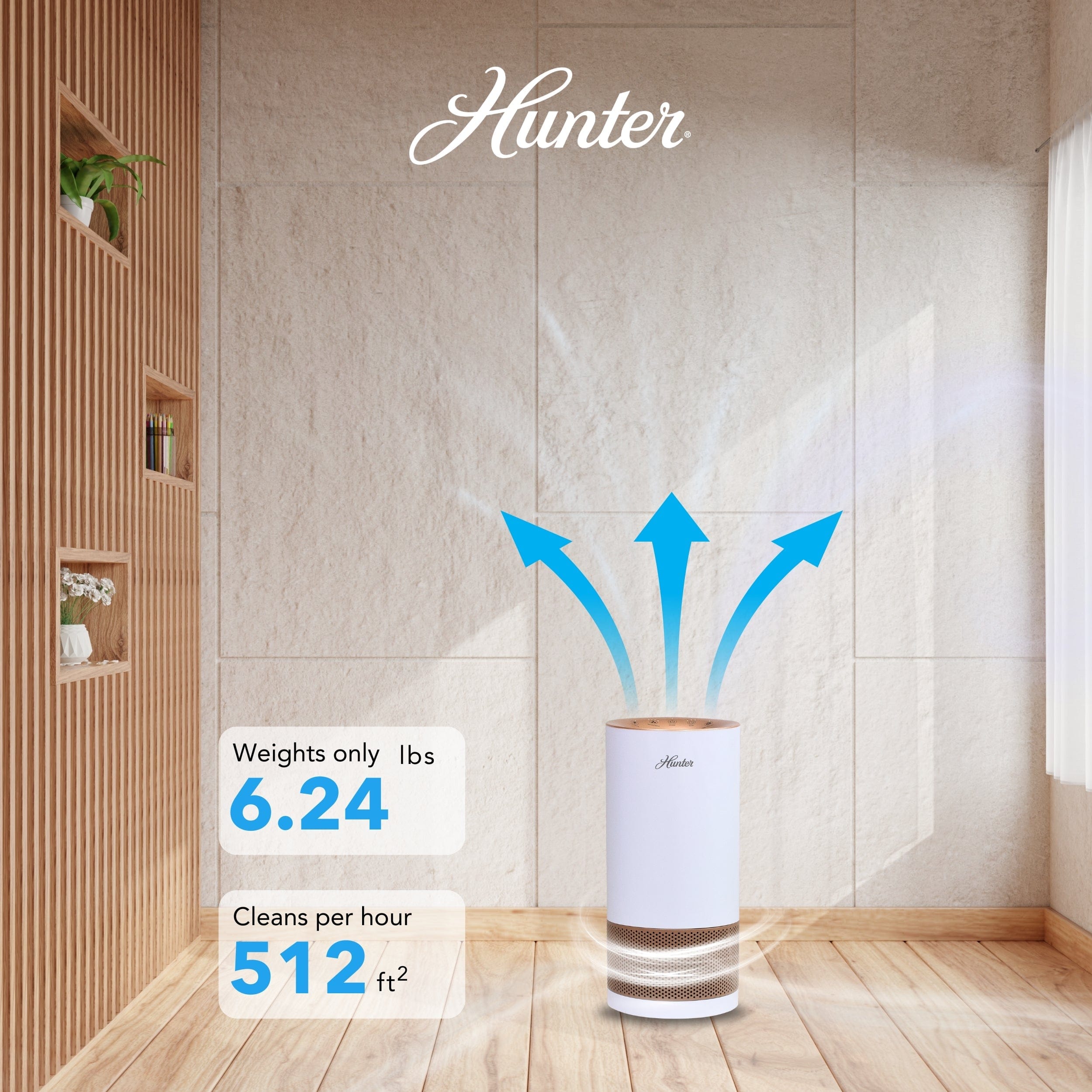 Hunter True HEPA Cylindrical Tower Air Purifier with UVC Light Technology, True HEPA, HP450UV