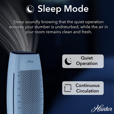 Hunter Tall Tower Air Purifier, 3-Stage True HEPA Filter, Sleep Mode, Timer, Quiet Operation, HP600