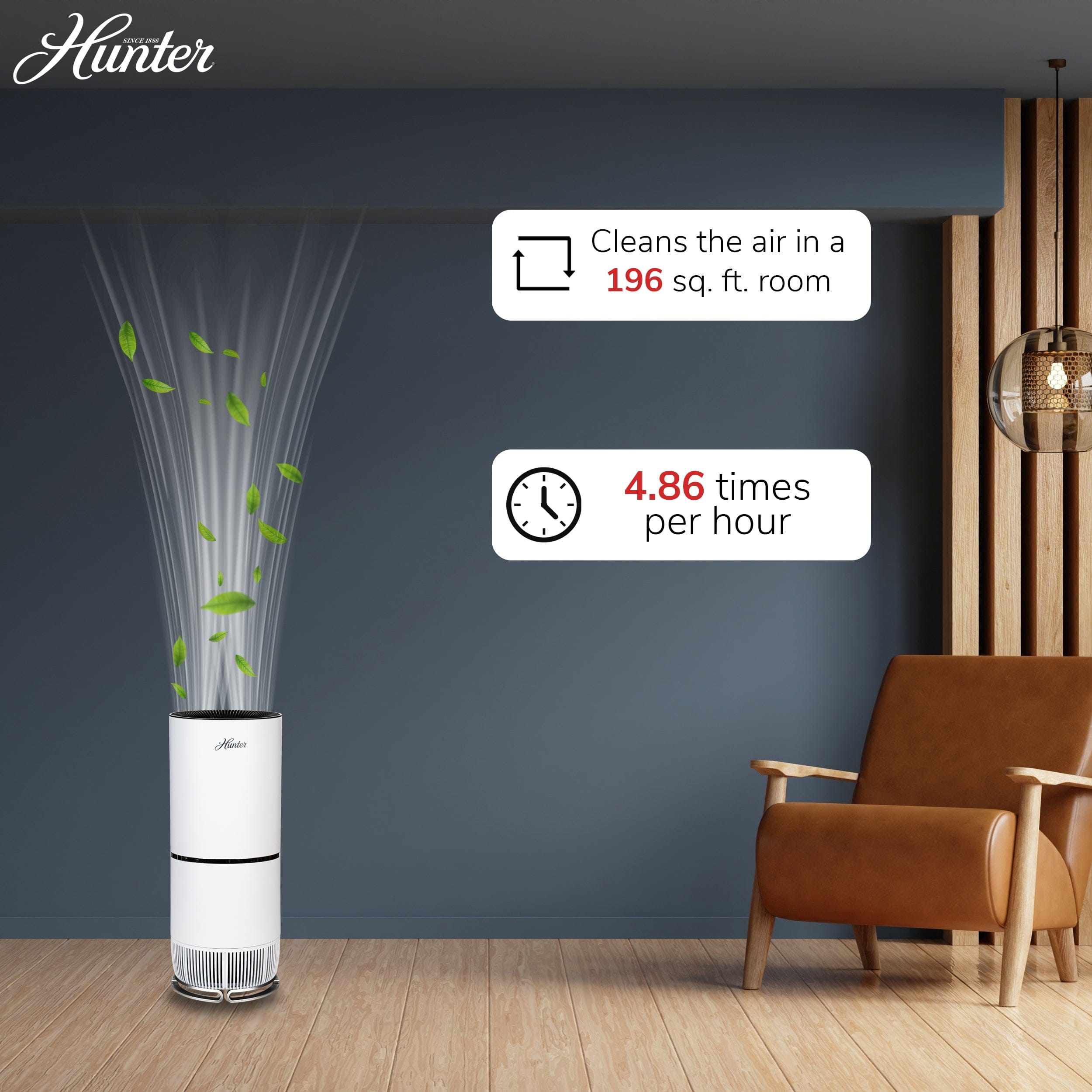 Hunter Large Tower True HEPA Air Purifier, for Allergies, Smoke + Pets, HP670