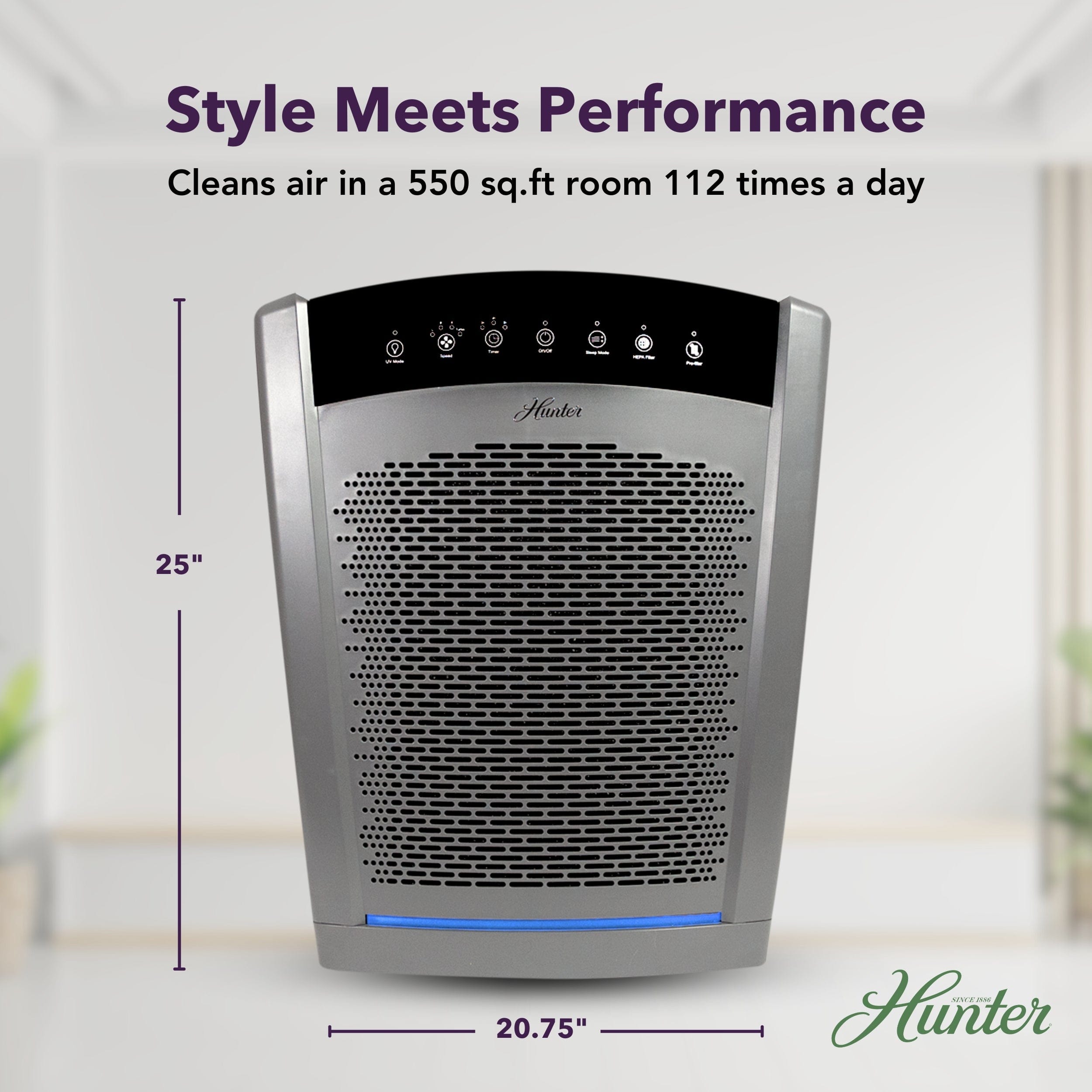 Hunter Large UVC Multi-Room Console HEPA Filter Air Purifier, HP850UV