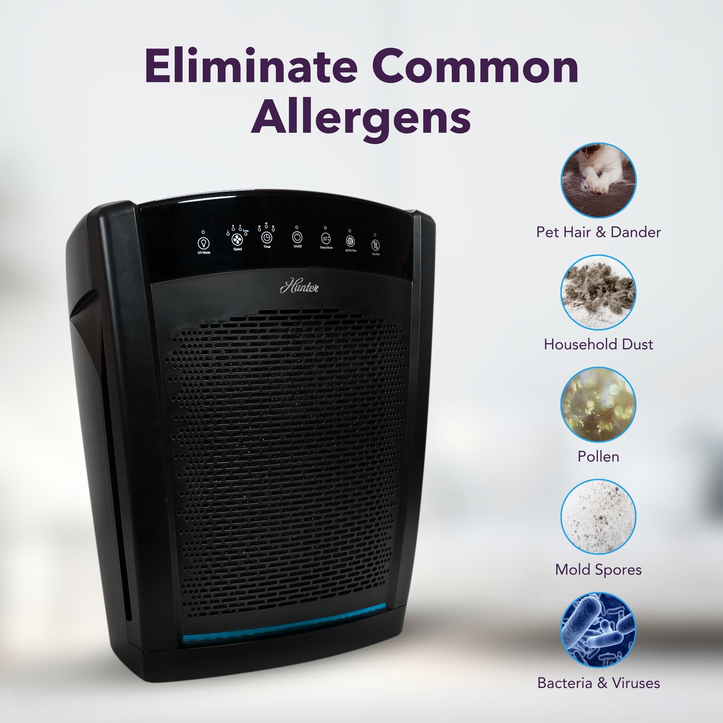 Hunter Large UVC Multi-Room Console HEPA Filter Air Purifier, HP850UV