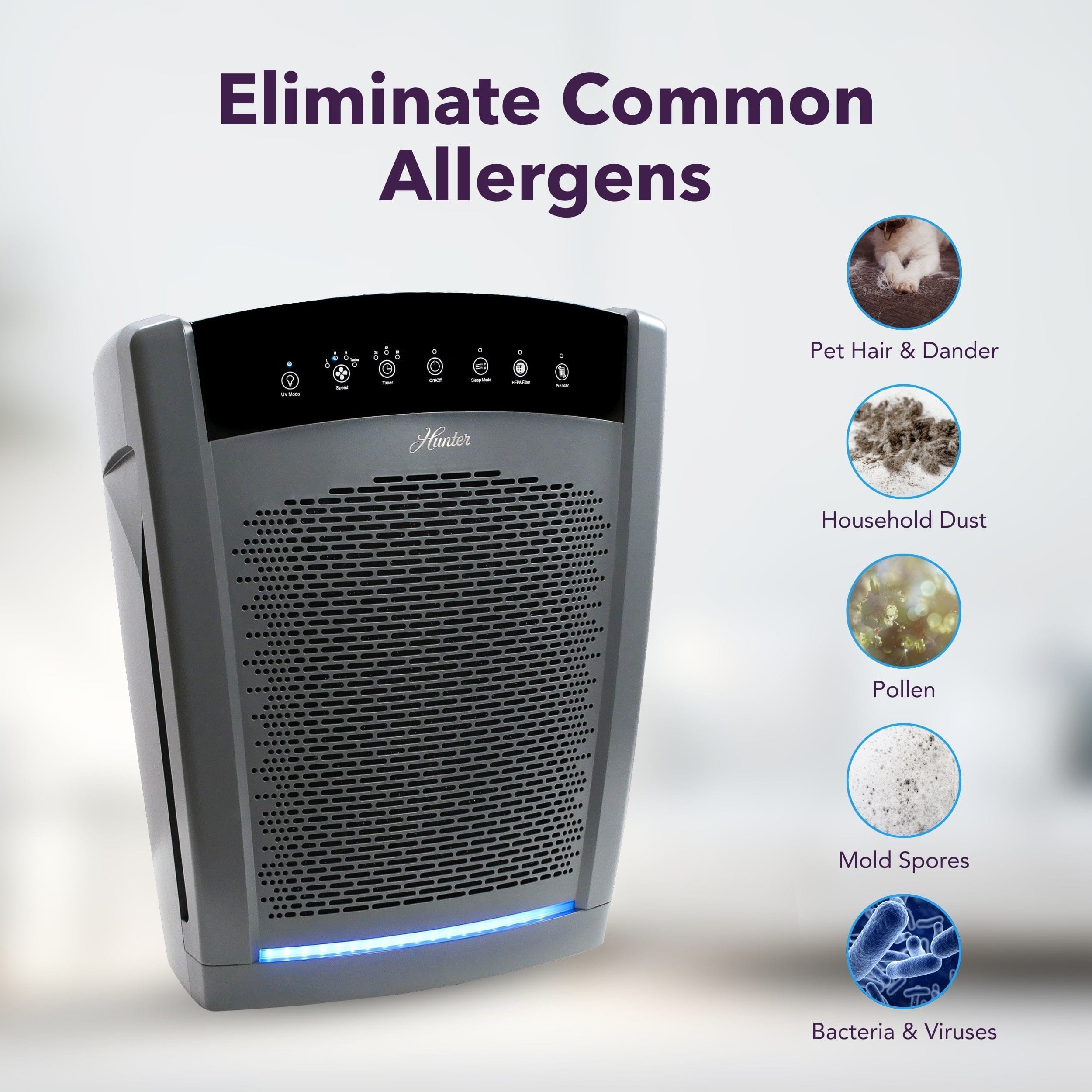 Hunter Large UVC Multi-Room Console HEPA Filter Air Purifier, HP850UV