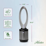 Hunter ExtremeAir Tower Bladeless Air Purifier Fan 2-in-1 for Home Combo, True HEPA, HPF520