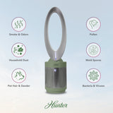 Hunter ExtremeAir Tower Bladeless Air Purifier Fan 2-in-1 for Home Combo, True HEPA, HPF520