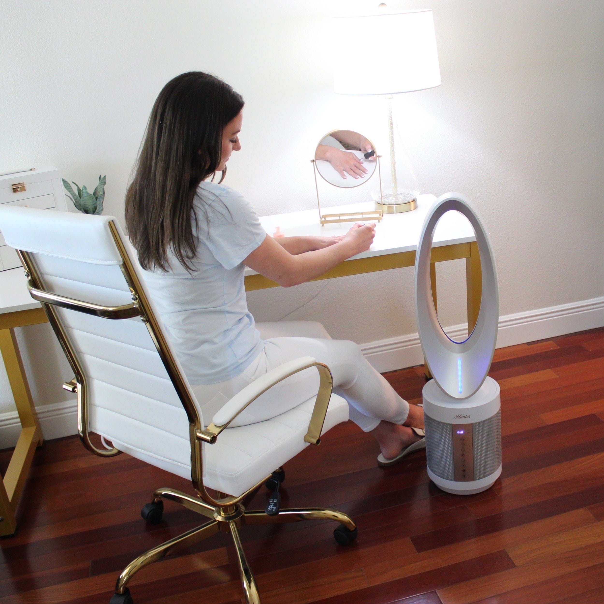 Hunter ExtremeAir Tower Bladeless Air Purifier Fan 2-in-1 for Home Combo, True HEPA, HPF520