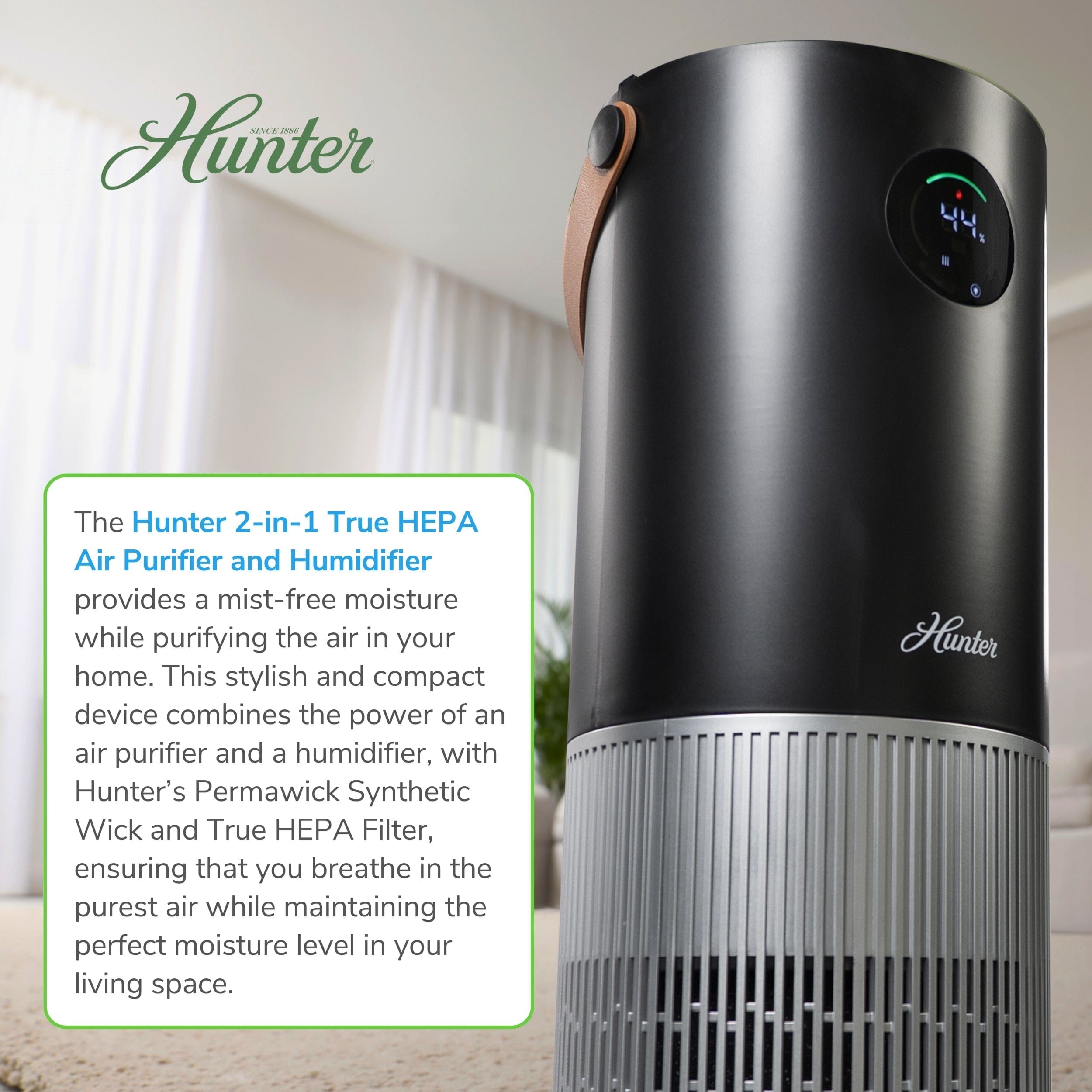 Hunter 2-in-1 True HEPA Mist-Free Air Purifier & Humidifier, HPH625