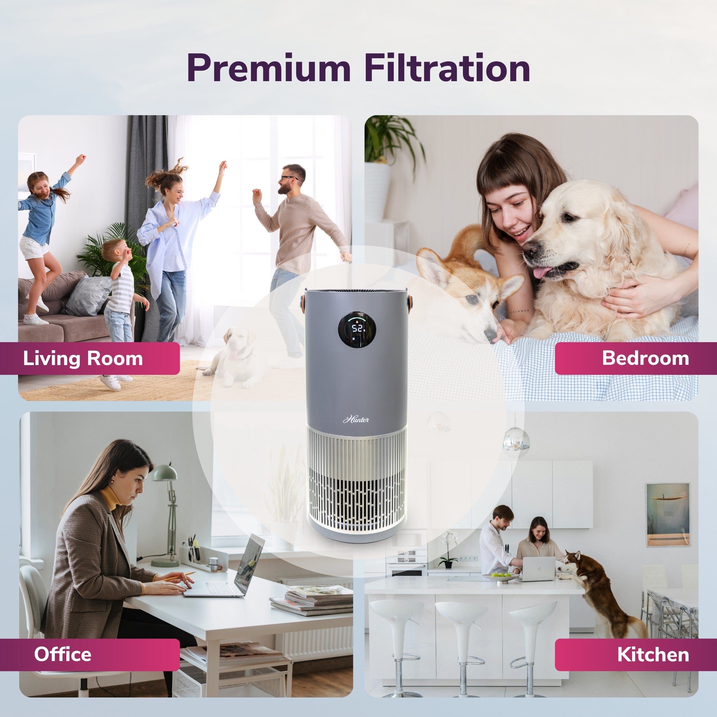 Hunter 2-in-1 True HEPA Mist-Free Air Purifier & Humidifier, HPH625