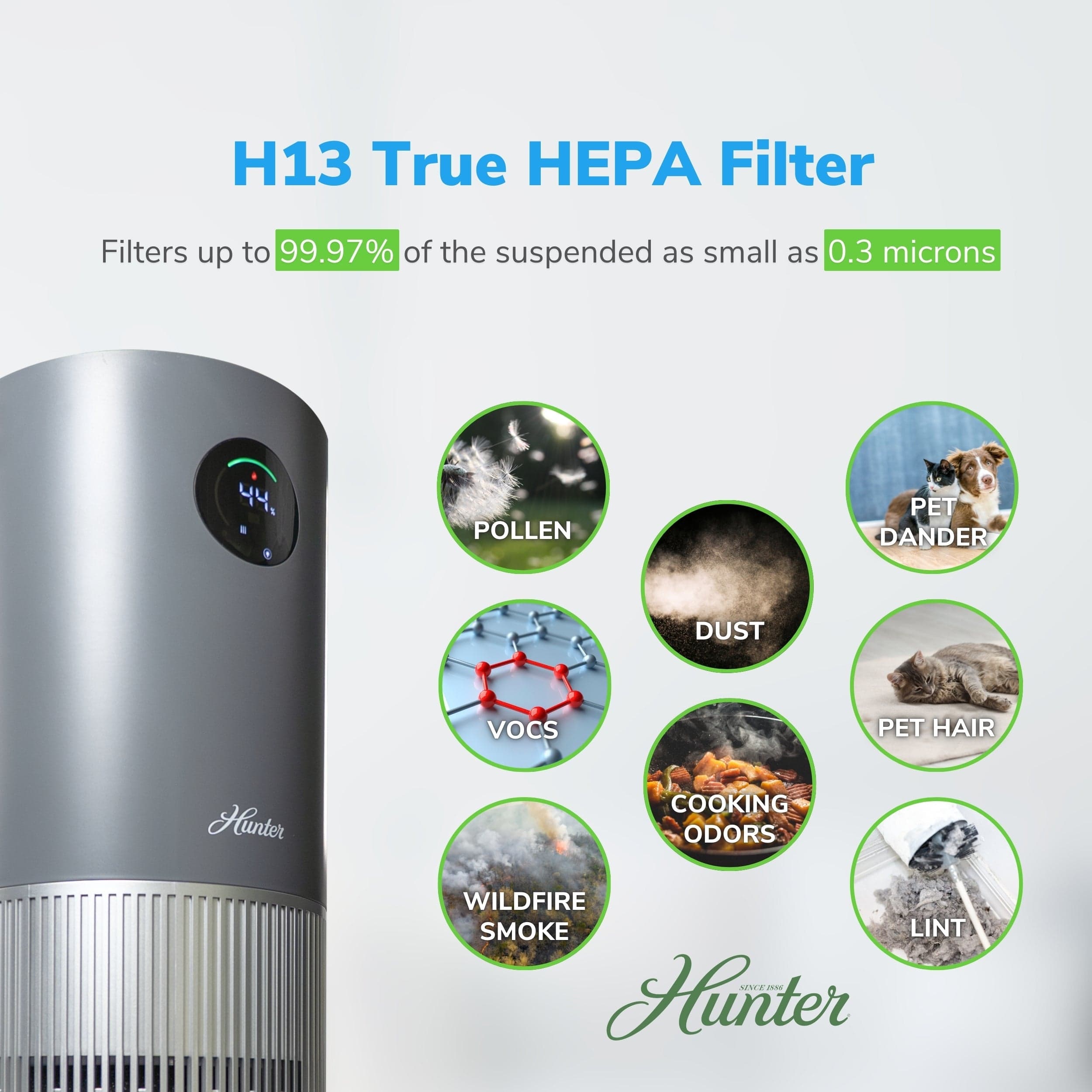 Hunter 2-in-1 True HEPA Mist-Free Air Purifier & Humidifier, HPH625