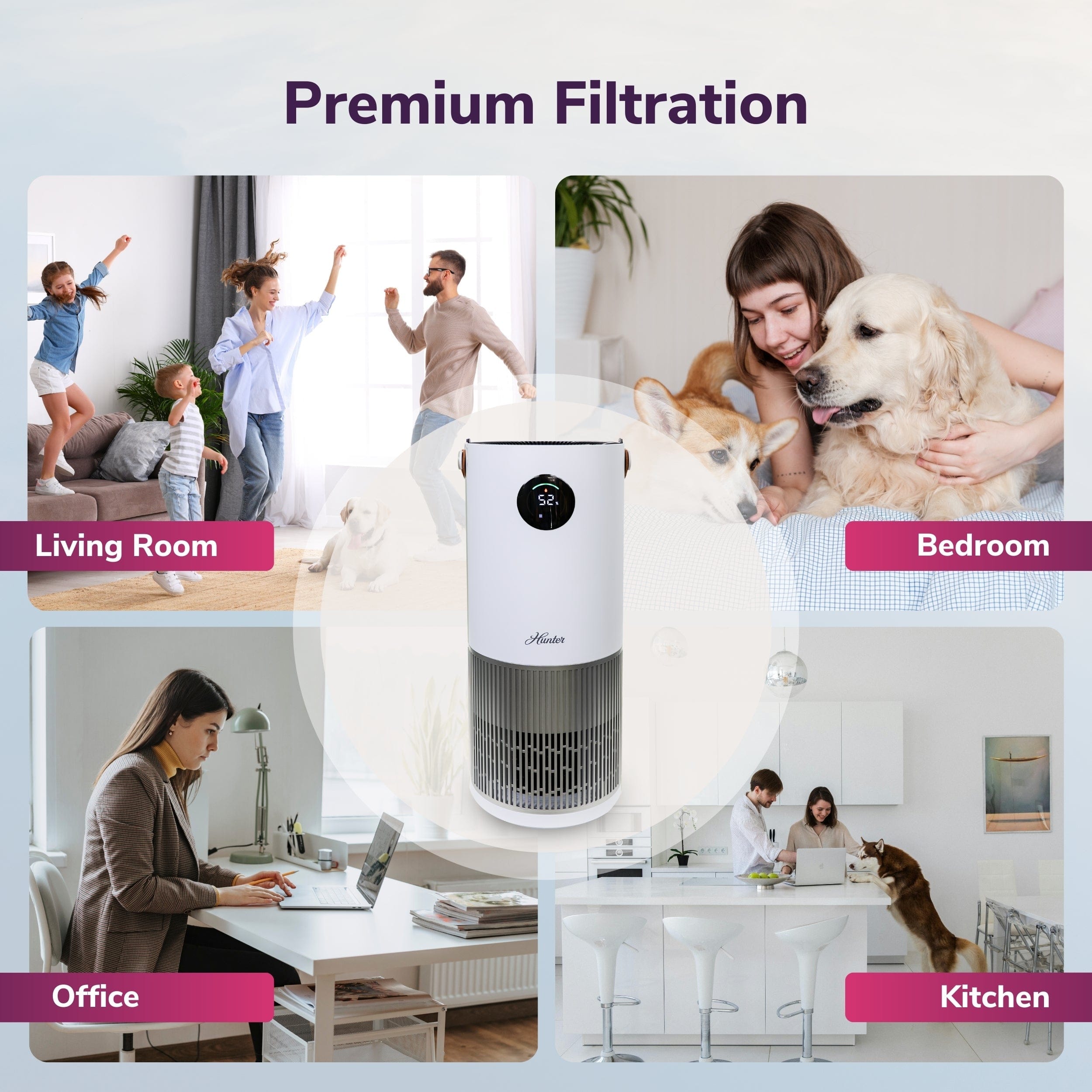 Hunter 2-in-1 True HEPA Mist-Free Air Purifier & Humidifier, HPH625