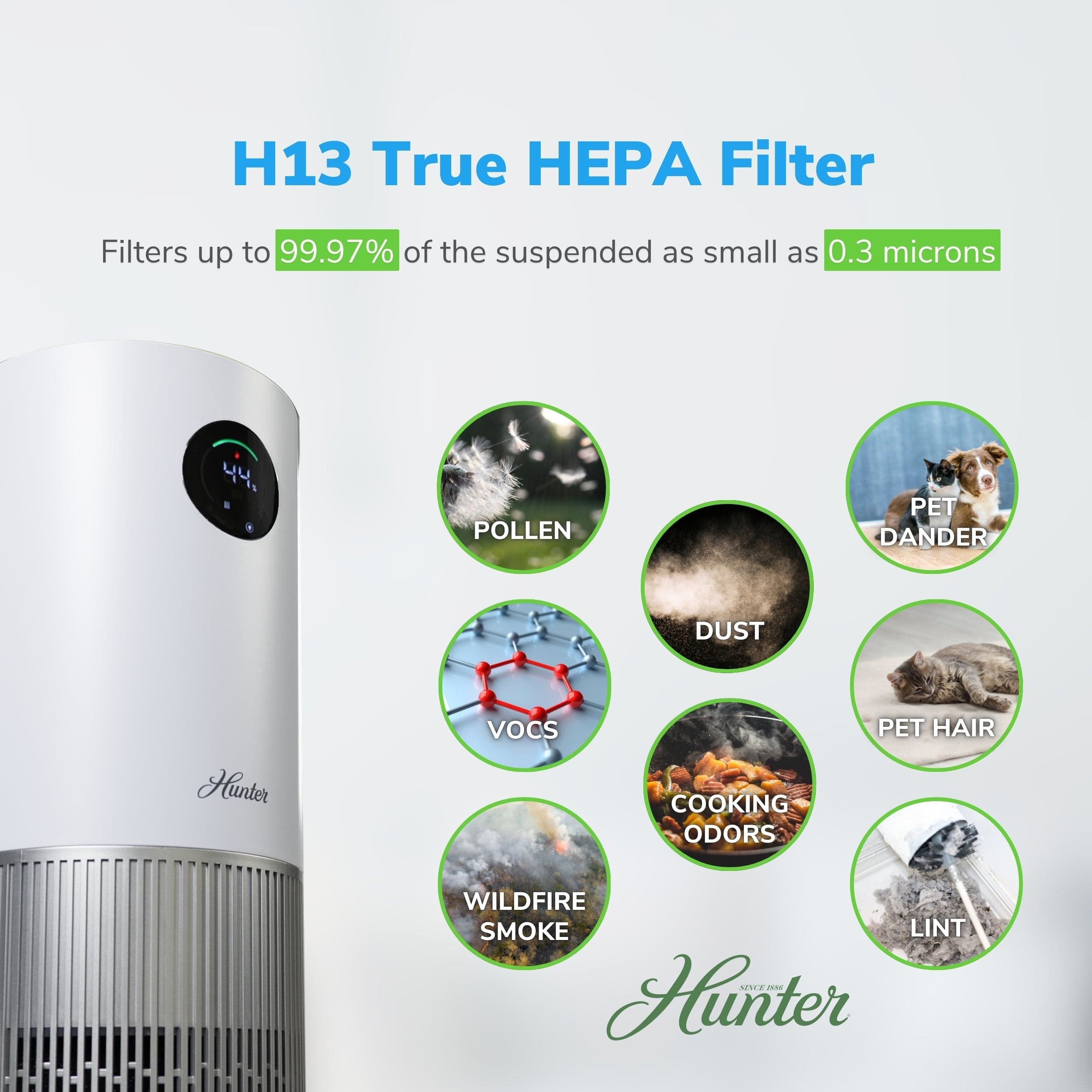 Hunter 2-in-1 True HEPA Mist-Free Air Purifier & Humidifier, HPH625