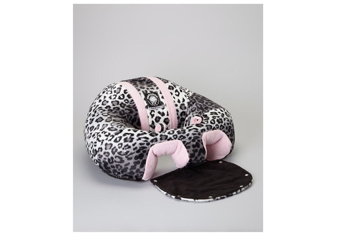 Hugaboo Infant Sitting Chair, Portable, Washable Baby Floor Seat, Pink Snow Leopard