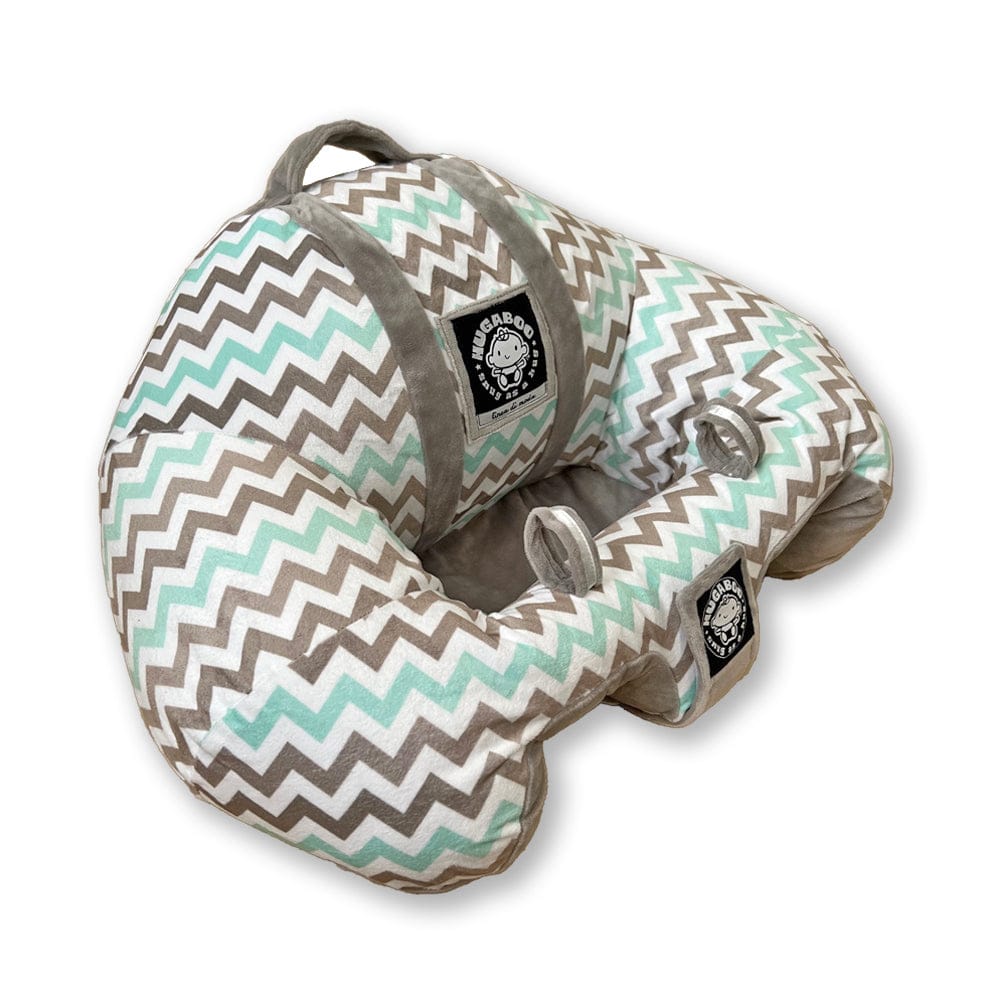 Hugaboo Infant Sitting Chair, Portable, Washable Baby Floor Seat, Blue Chevron