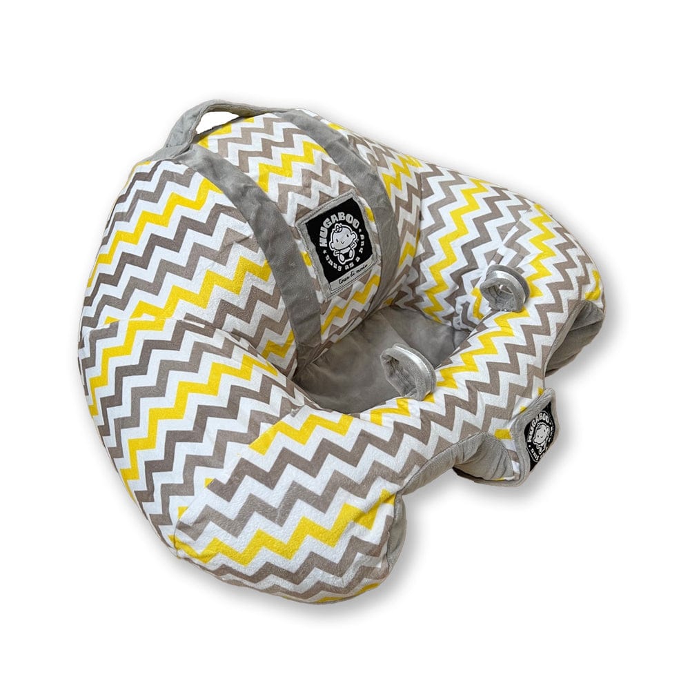 Hugaboo Infant Sitting Chair, Portable, Washable Baby Floor Seat, Yellow Chevron