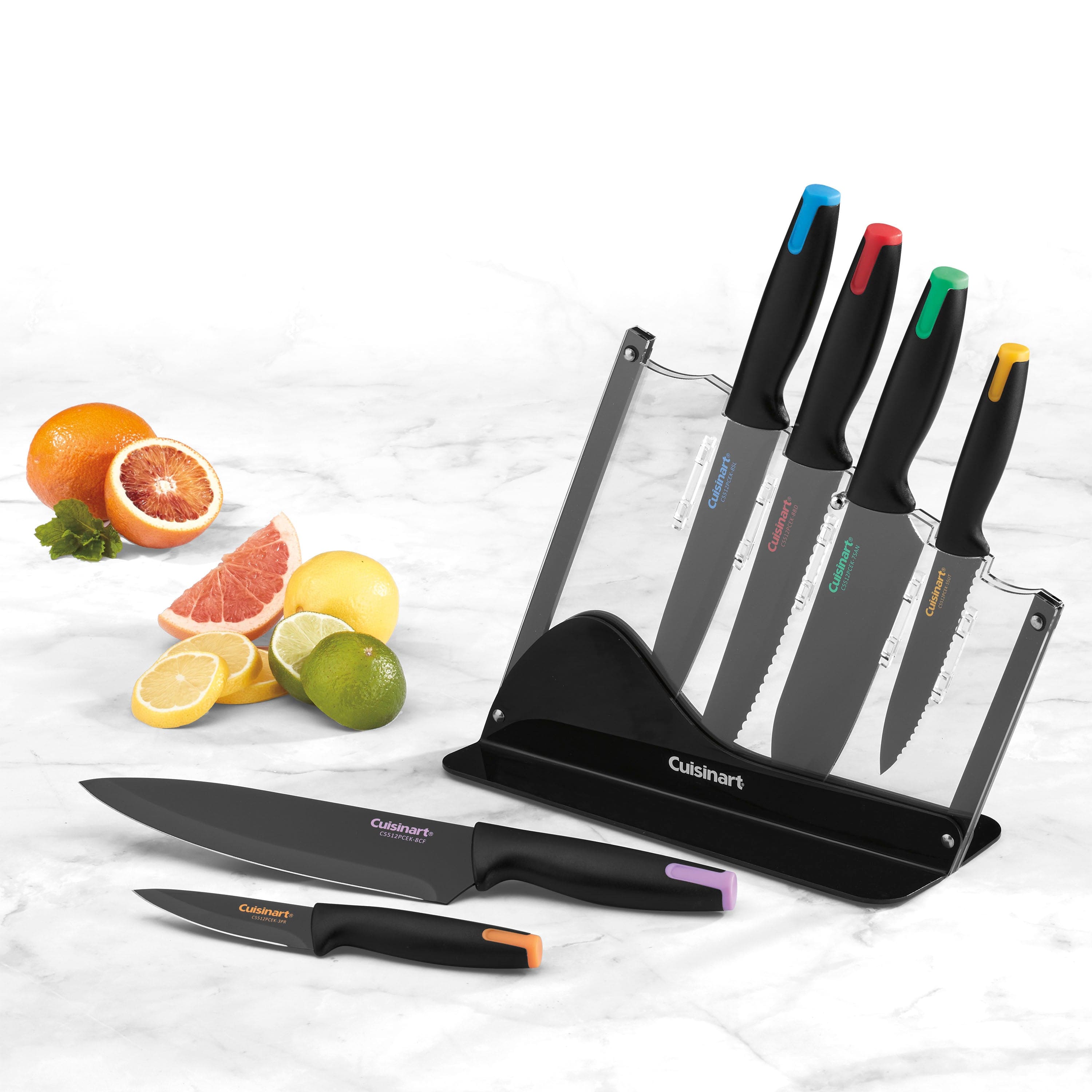 Cuisinart 7pc Ceramic Coated Cutlery Set in Acrylic Block, Multicolor