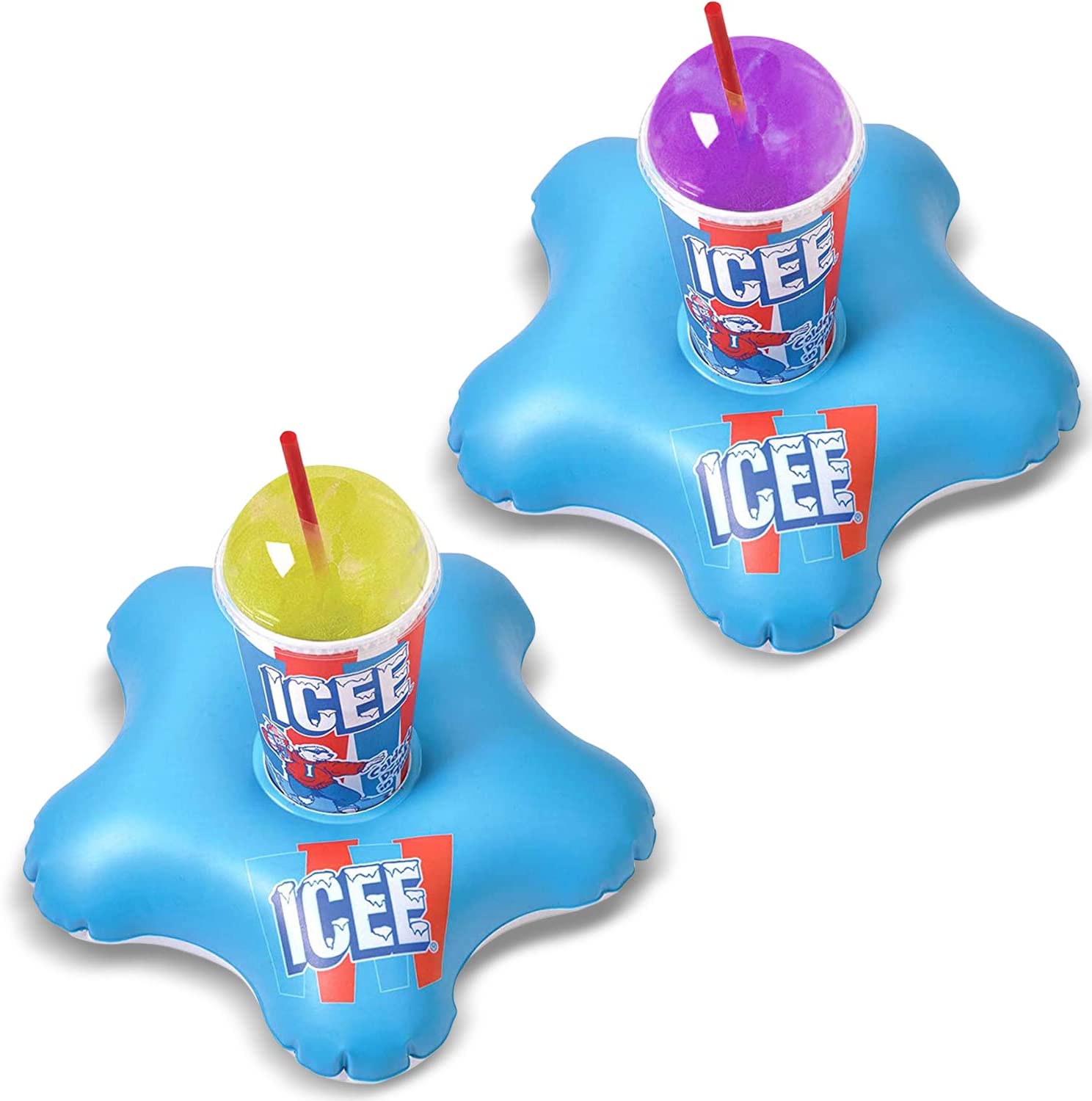 Icee IDH-6-3199 Set of 2 Drink Floaties Melting Ice Shaped Inflatable Drink Holder