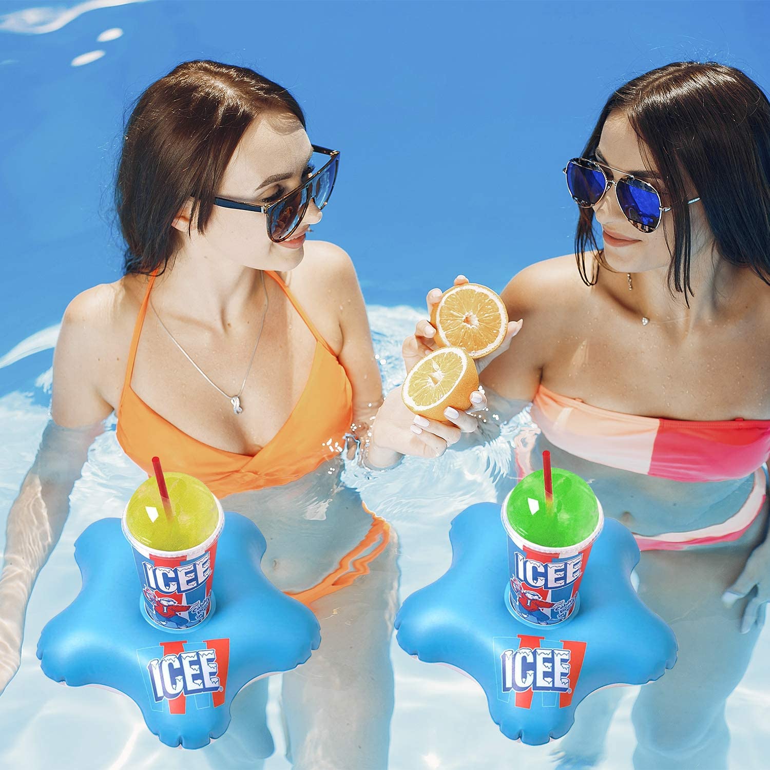 Icee IDH-6-3199 Set of 2 Drink Floaties Melting Ice Shaped Inflatable Drink Holder