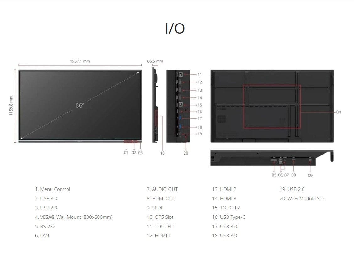 ViewSonic 86" Gen 5 4K ViewBoard Interactive Display - Certified Refurbished