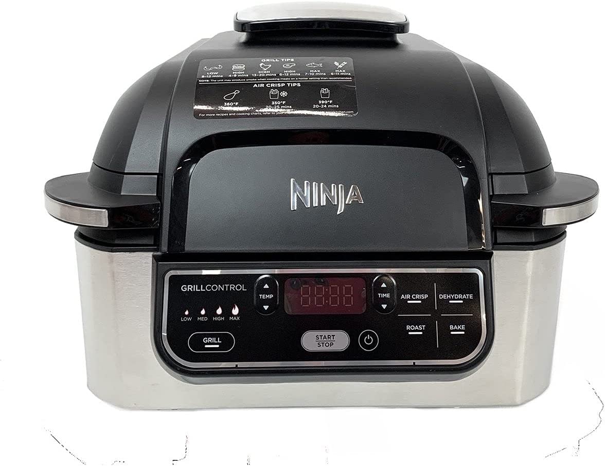 Ninja IG301A Foodi 5-in-1 Indoor Grill with 4QT Air Fryer, Roast, Bake, Dehydrate, and Cyclonic Grilling Technology