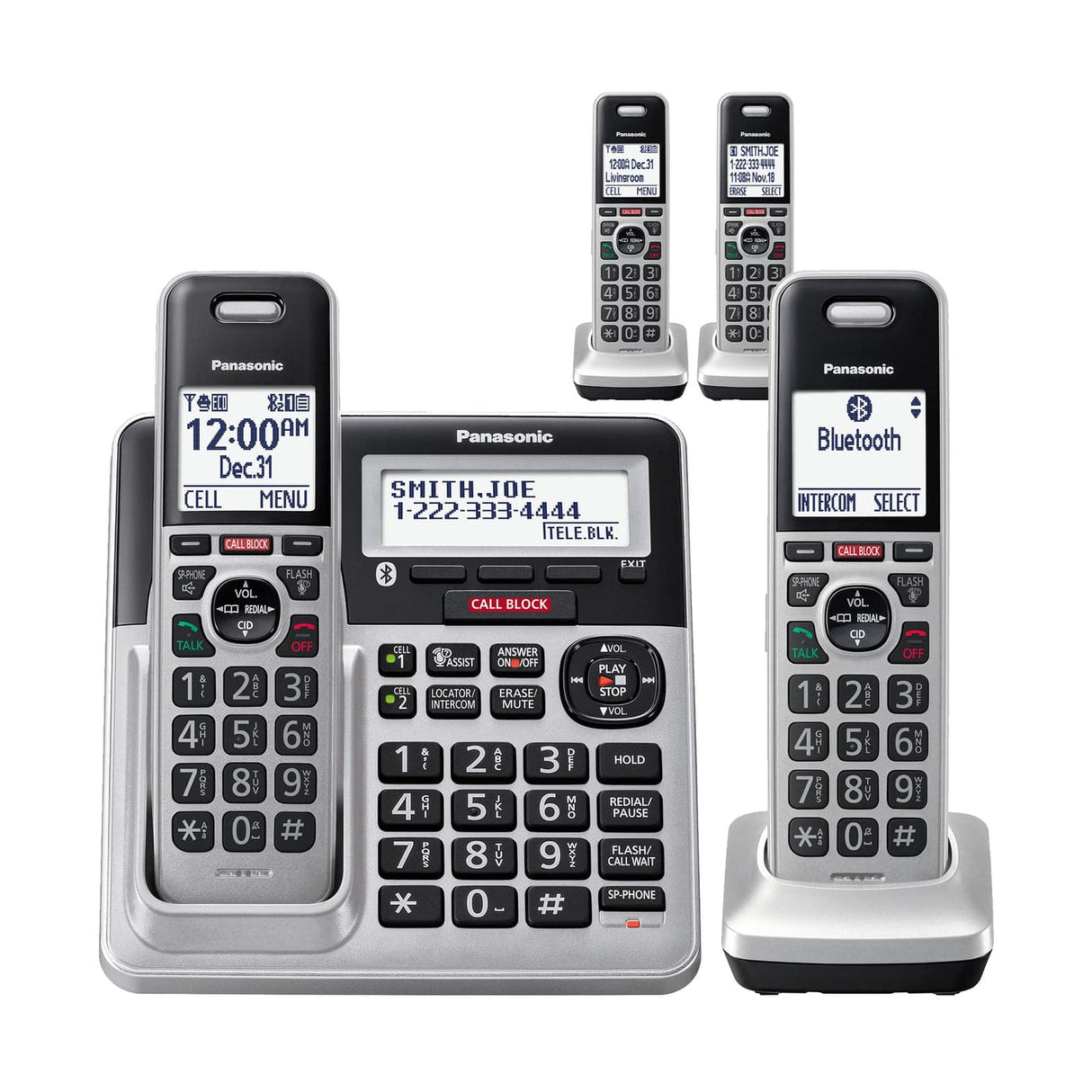 Panasonic DECT 6.0 Bluetooth 4-Handset Cordless Phone Bundle - Certified Refurbished
