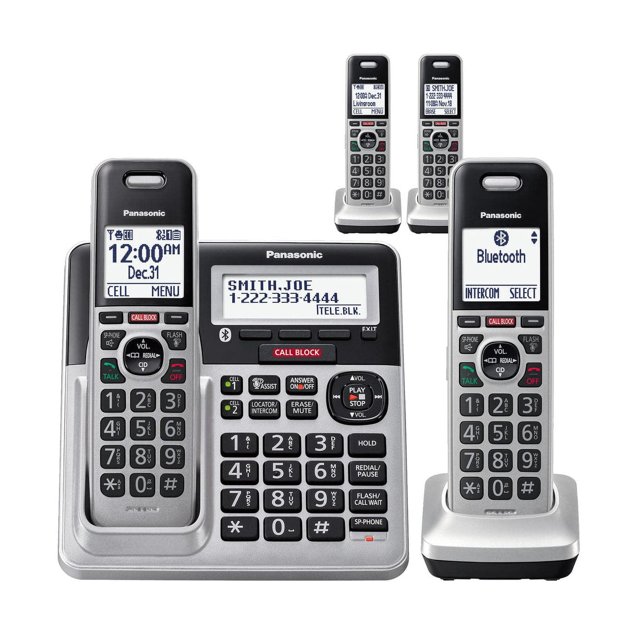 Panasonic DECT 6.0 Bluetooth 4-Handset Cordless Phone Bundle - Certified Refurbished