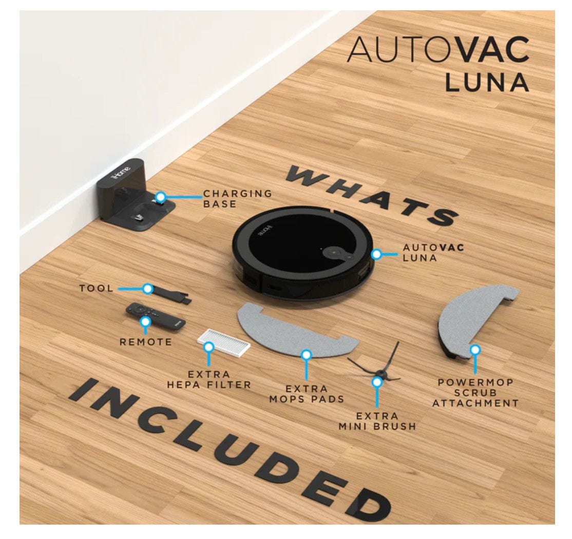 iHome iHRV12-BLK-RB AutoVac Luna Robot Vacuum & Vibrating Mop - Certified Refurbished Grade B