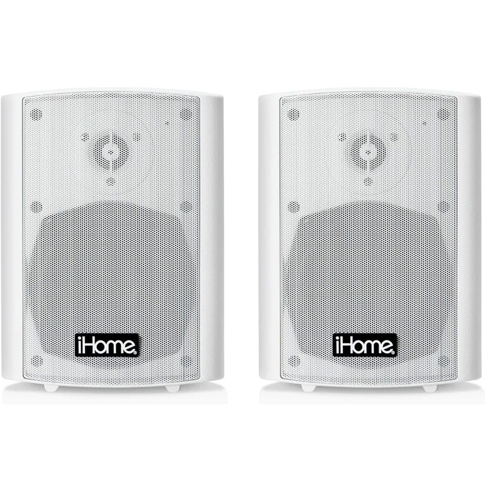 iHome Weatherproof Bluetooth 100Watt Pair of Speakers, White